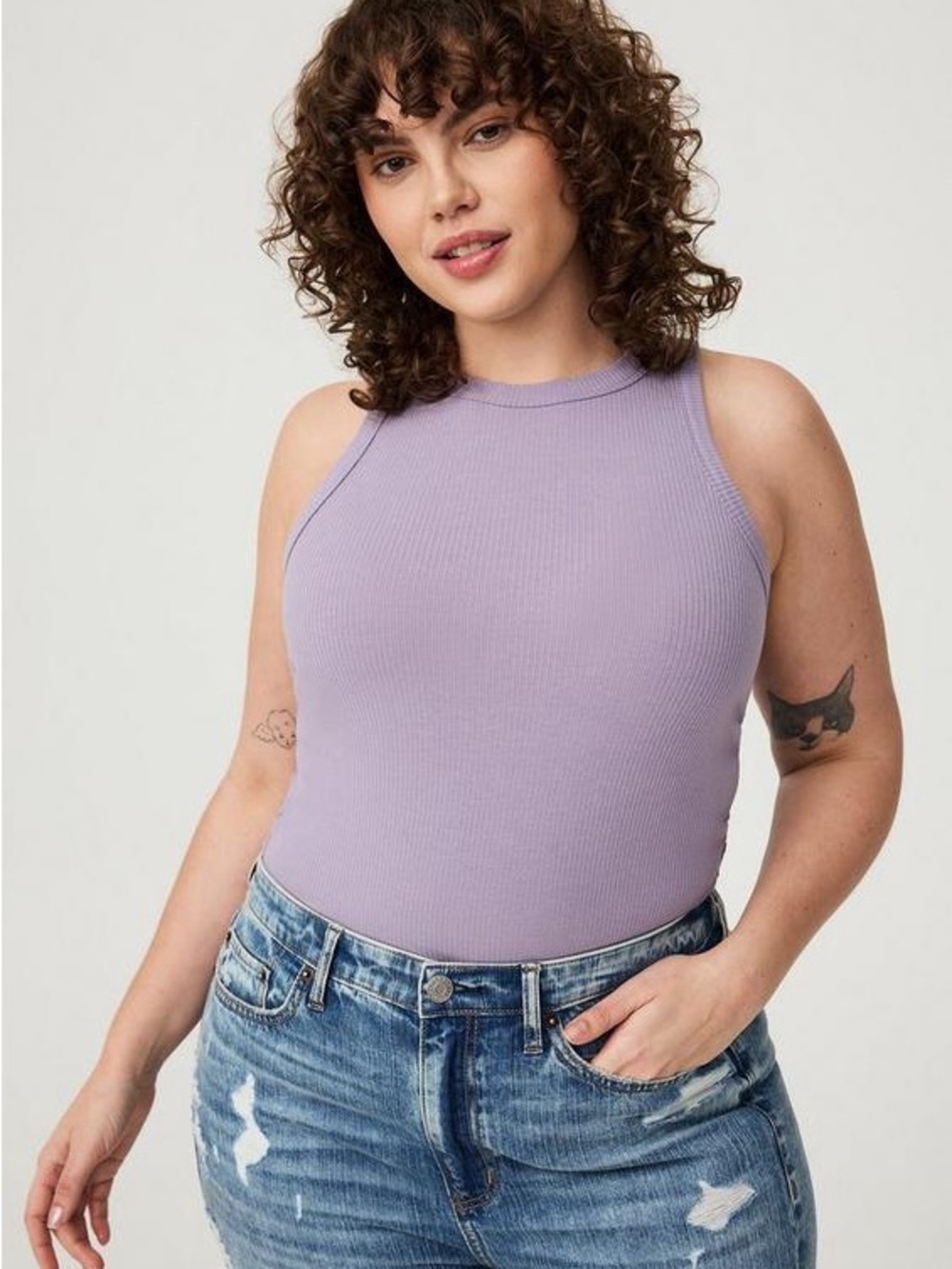 NWOT New Torrid Super Soft Rib High Neck Tank Purple 00